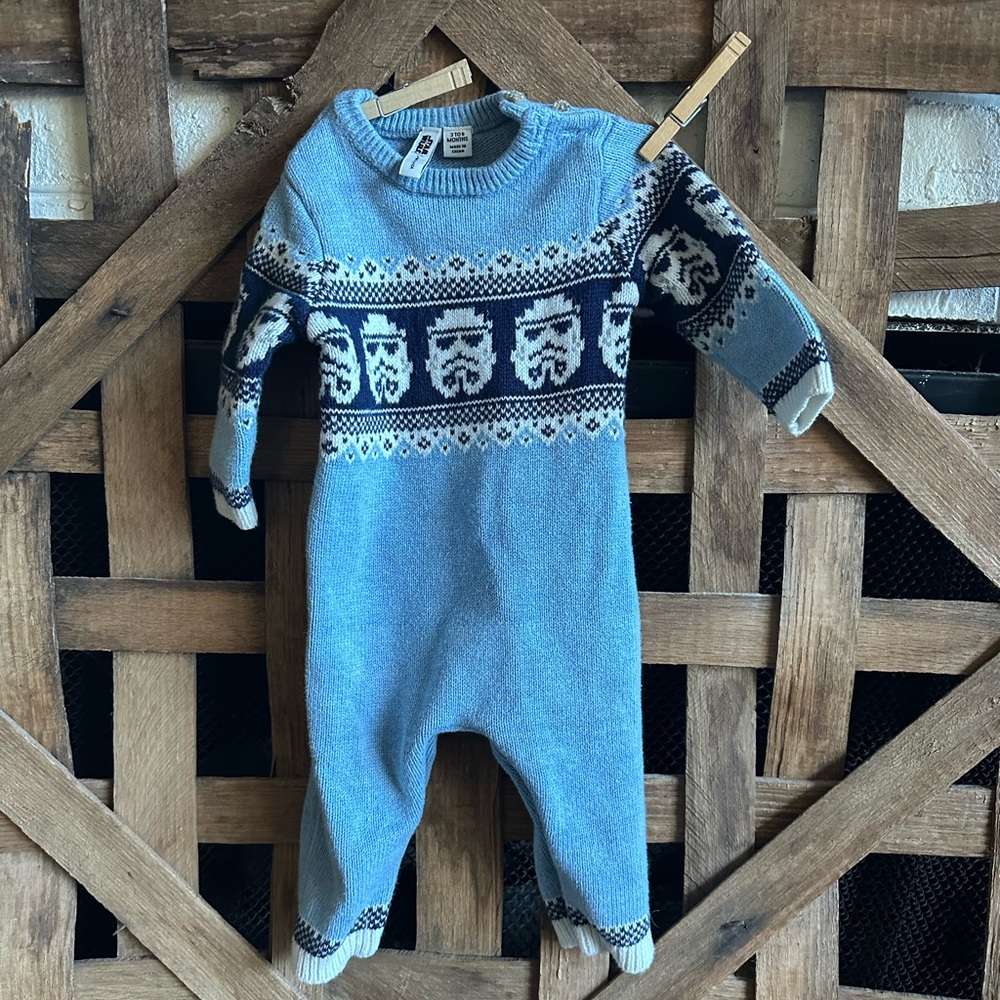 Janie and Jack Stormtrooper Star Wars One Piece Sweater Fair Isle 3 to 6 Mon(11)